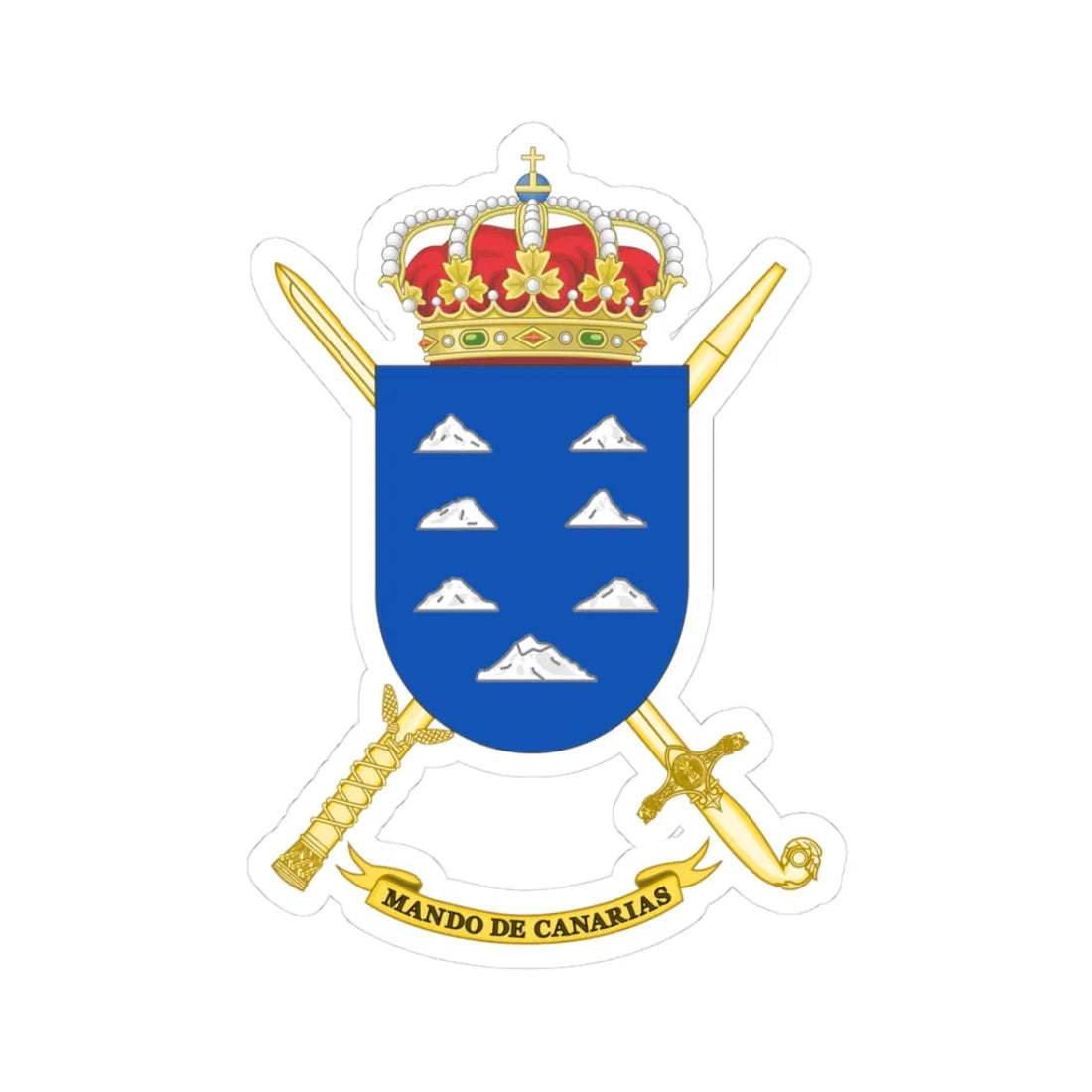 Coat of Arms of Canarias Forces Command (Spain) (Coat of Arms) STICKER Vinyl Kiss-Cut Decal 3 Inch White - The Sticker Space