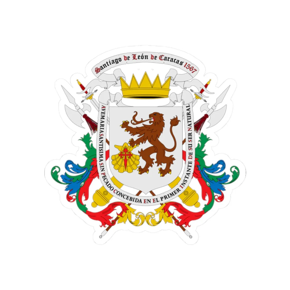 Coat of arms of Caracas - STICKER Vinyl Kiss-Cut Decal 2 Inch White - The Sticker Space