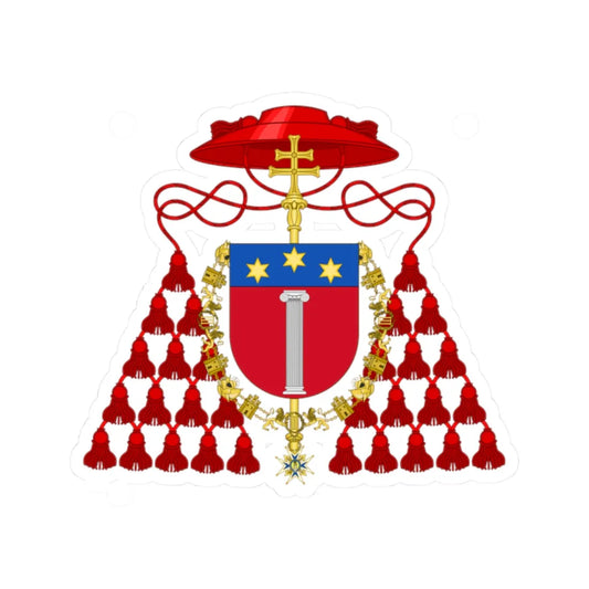 Coat of Arms of Cardinal Aristide Rinaldini Order of Charles III (Spain) (Coat of Arms) STICKER Vinyl Kiss-Cut Decal 2 Inch White - The Sticker Space