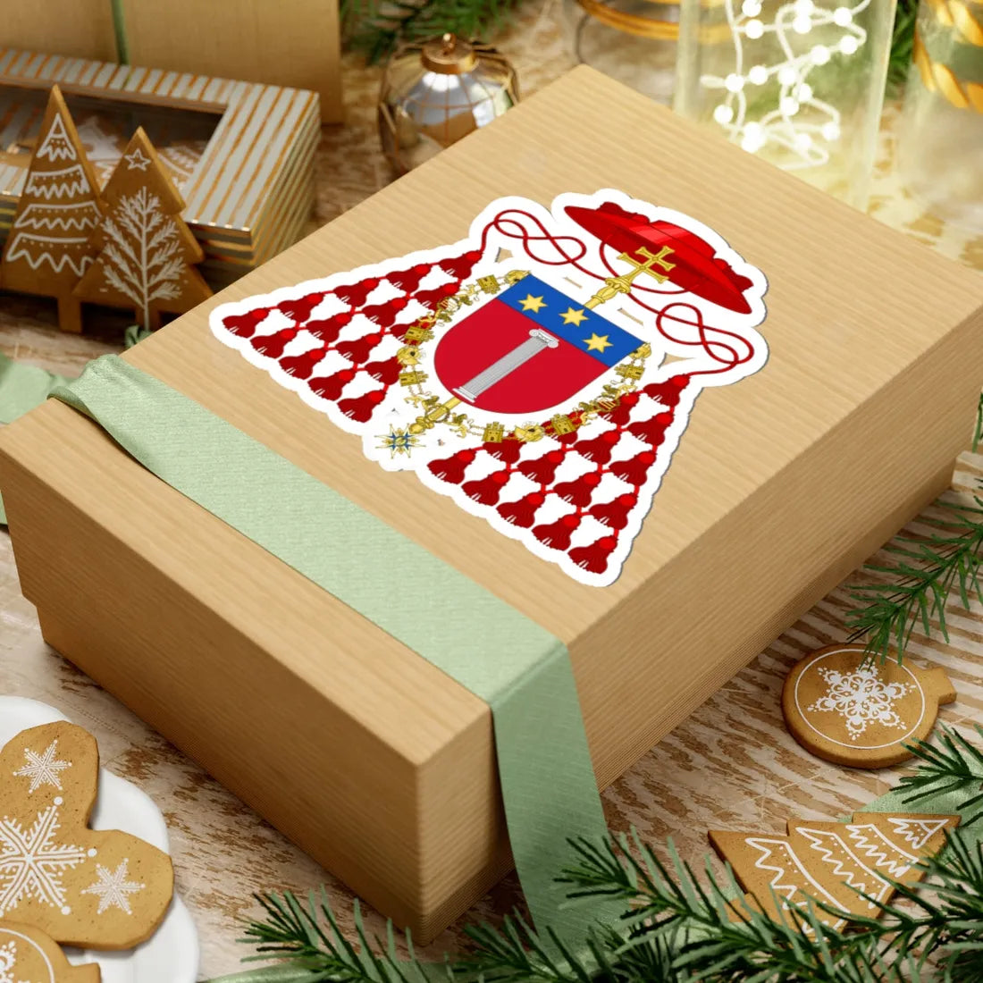 Coat of Arms of Cardinal Aristide Rinaldini Order of Charles III (Spain) (Coat of Arms) STICKER Vinyl Kiss-Cut Decal - The Sticker Space