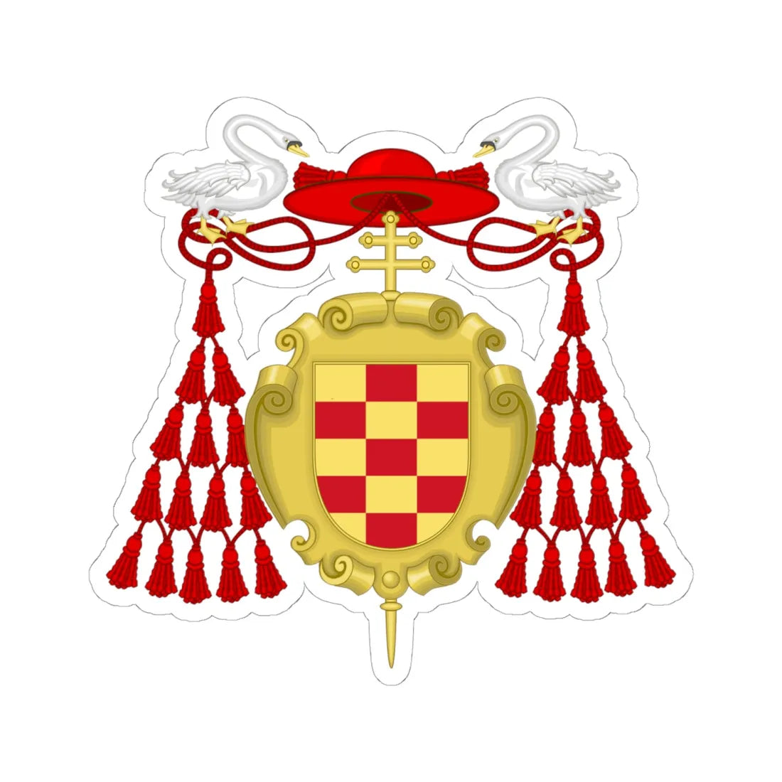 Coat of Arms of Cardinal Cisneros (Spain) (Coat of Arms) STICKER Vinyl Kiss-Cut Decal 6 Inch White - The Sticker Space