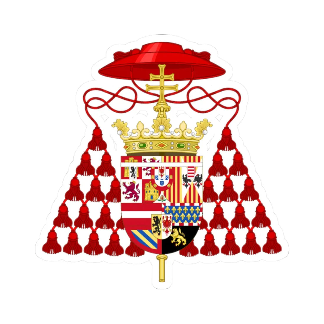 Coat of Arms of Cardinal-Infante Ferdinand of Austria (Spain) (Coat of Arms) STICKER Vinyl Kiss-Cut Decal 2 Inch White - The Sticker Space