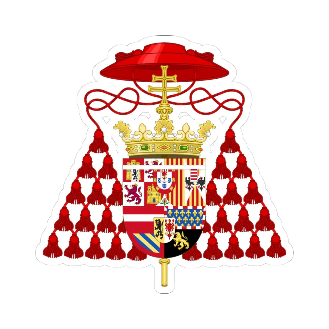 Coat of Arms of Cardinal-Infante Ferdinand of Austria (Spain) (Coat of Arms) STICKER Vinyl Kiss-Cut Decal 3 Inch White - The Sticker Space