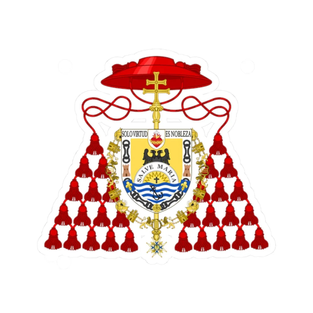 Coat of Arms of Cardinal Pedro Segura (Spain) (Coat of Arms) STICKER Vinyl Kiss-Cut Decal 2 Inch White - The Sticker Space