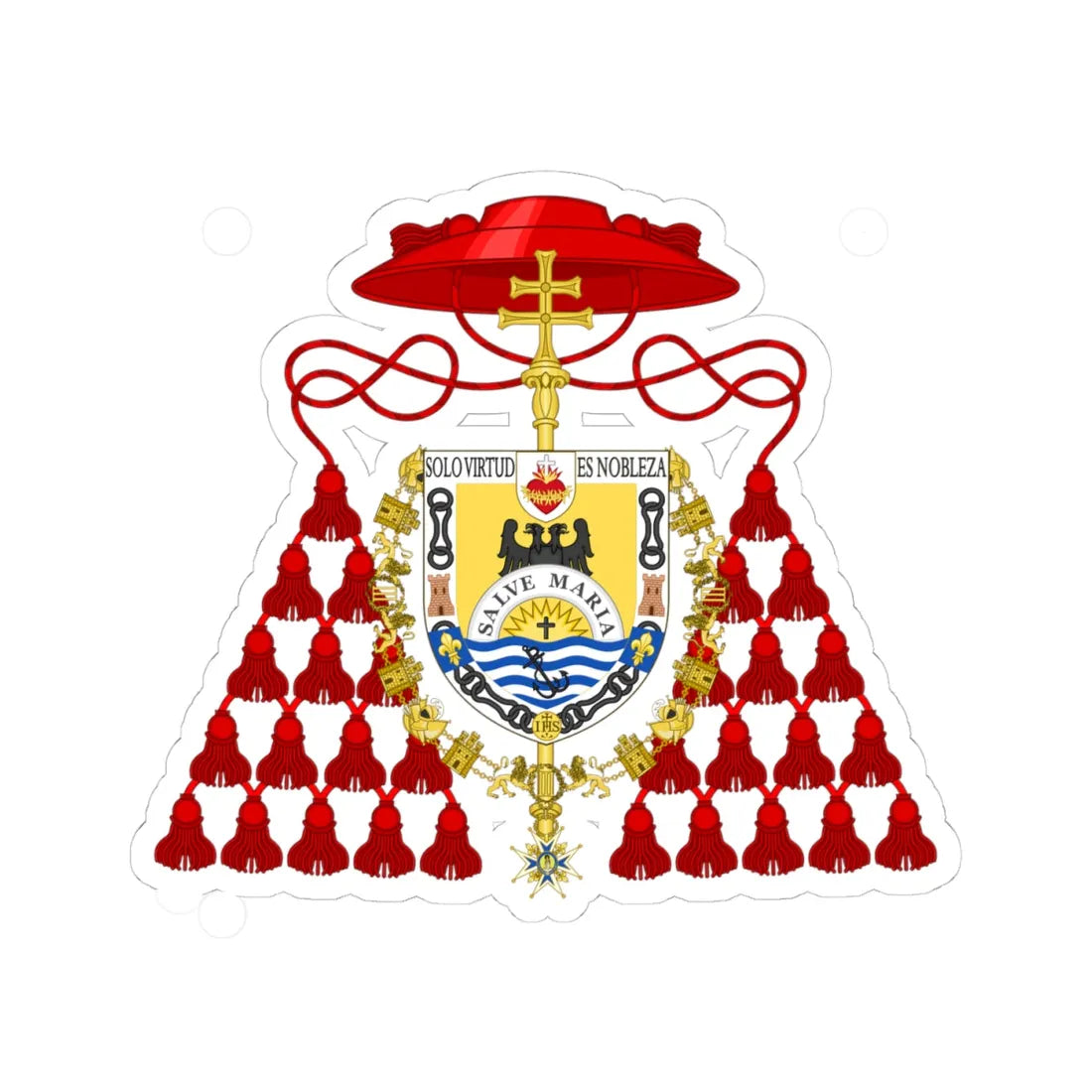 Coat of Arms of Cardinal Pedro Segura (Spain) (Coat of Arms) STICKER Vinyl Kiss-Cut Decal 4 Inch White - The Sticker Space