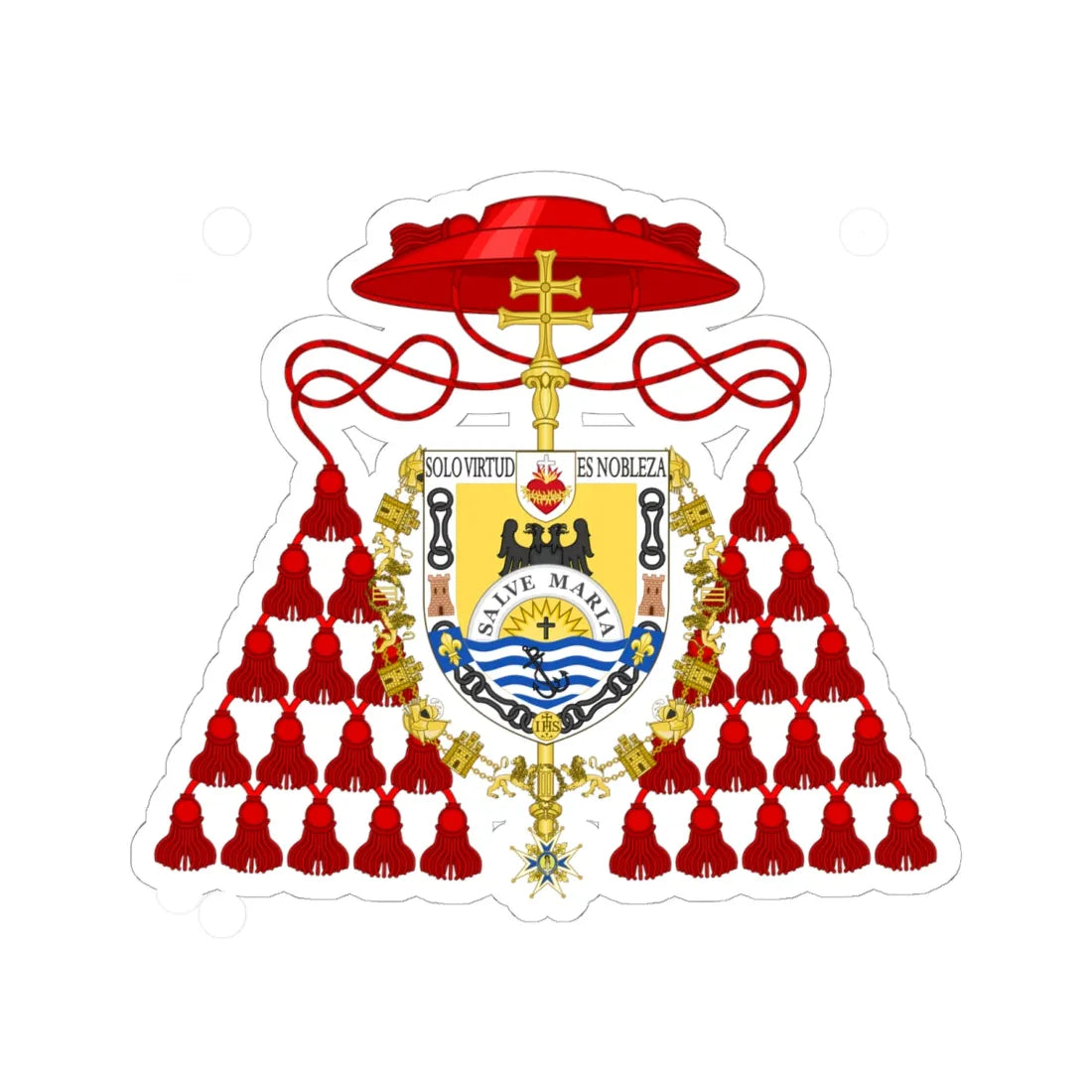 Coat of Arms of Cardinal Pedro Segura (Spain) (Coat of Arms) STICKER Vinyl Kiss-Cut Decal 6 Inch White - The Sticker Space