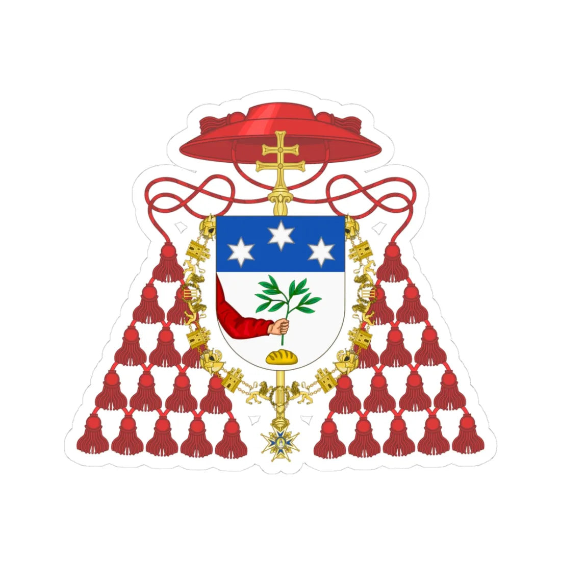 Coat of arms of Cardinal Pietro Gasparri Order of Charles III (Spain) (Coat of Arms) STICKER Vinyl Kiss-Cut Decal 3 Inch White - The Sticker Space