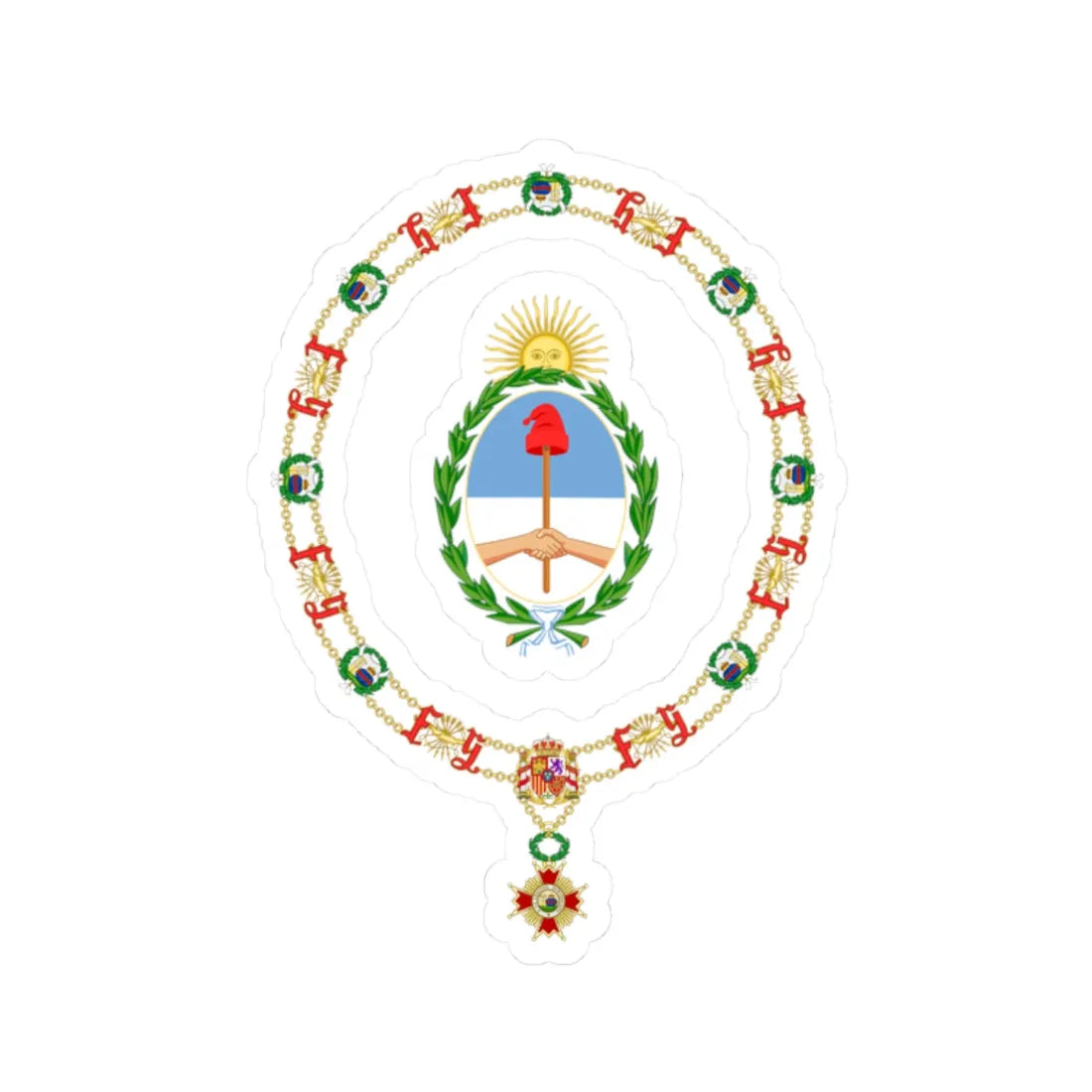 Coat of Arms of Carlos Saúl Menem Order of Isabella the Catholic (Argentina) (Coat of Arms) STICKER Vinyl Kiss-Cut Decal 2 Inch White - The Sticker Space