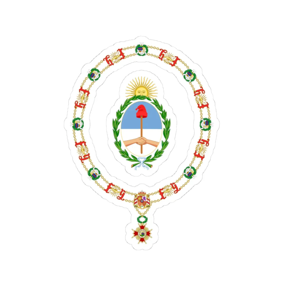 Coat of Arms of Carlos Saúl Menem Order of Isabella the Catholic (Argentina) (Coat of Arms) STICKER Vinyl Kiss-Cut Decal 3 Inch White - The Sticker Space