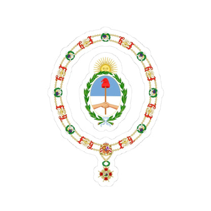 Coat of Arms of Carlos Saúl Menem Order of Isabella the Catholic (Argentina) (Coat of Arms) STICKER Vinyl Kiss-Cut Decal 3 Inch White - The Sticker Space