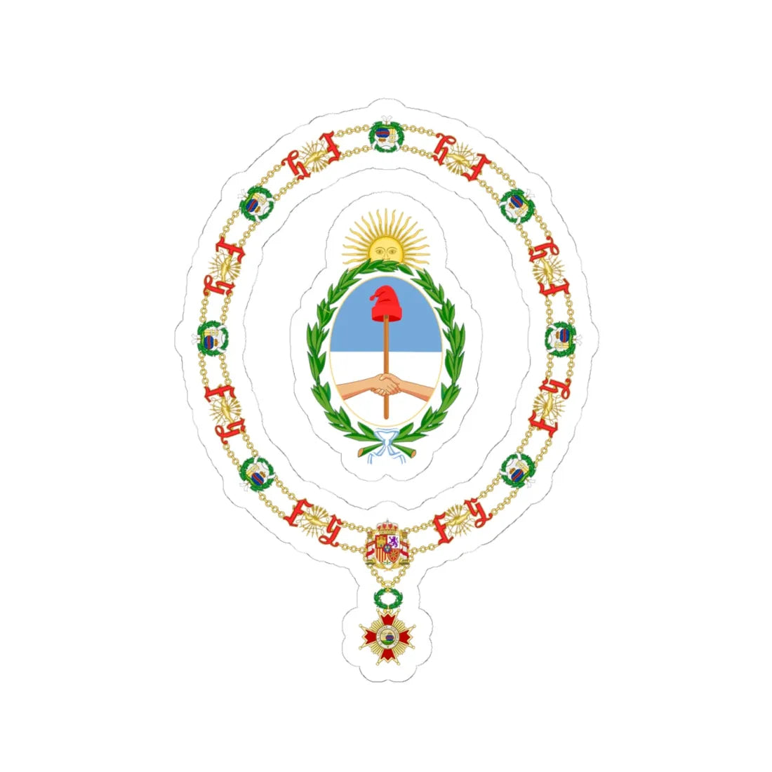 Coat of Arms of Carlos Saúl Menem Order of Isabella the Catholic (Argentina) (Coat of Arms) STICKER Vinyl Kiss-Cut Decal 4 Inch White - The Sticker Space