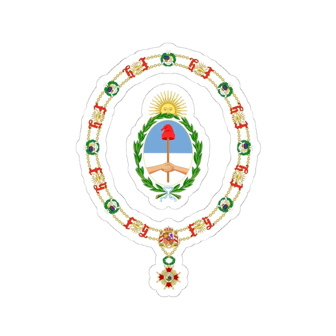 Coat of Arms of Carlos Saúl Menem Order of Isabella the Catholic (Argentina) (Coat of Arms) STICKER Vinyl Kiss-Cut Decal 6 Inch White - The Sticker Space
