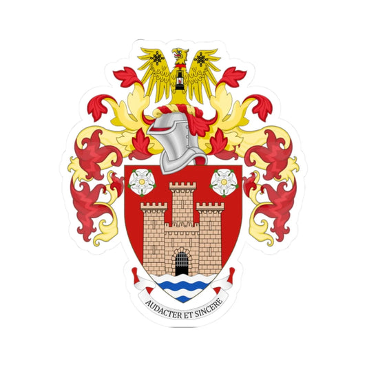 Coat of arms of Castleford (England) (Coat of Arms) STICKER Vinyl Kiss-Cut Decal 2 Inch White - The Sticker Space