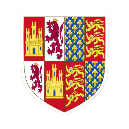 Coat of Arms of Catherine of Lancaster Queen Consort of Castile (Spain) (Coat of Arms) STICKER Vinyl Kiss-Cut Decal 4 Inch White - The Sticker Space
