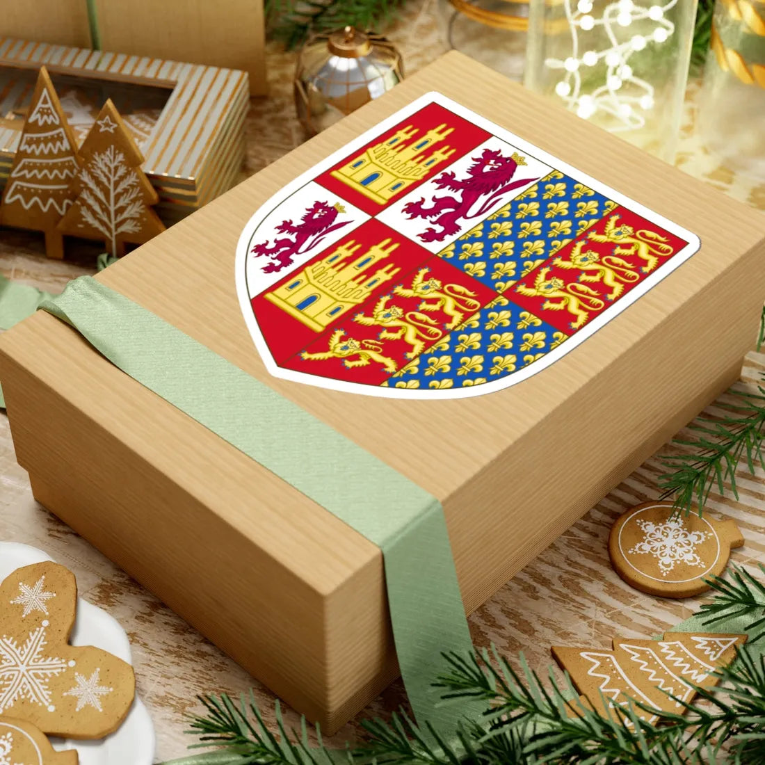 Coat of Arms of Catherine of Lancaster Queen Consort of Castile (Spain) (Coat of Arms) STICKER Vinyl Kiss-Cut Decal - The Sticker Space