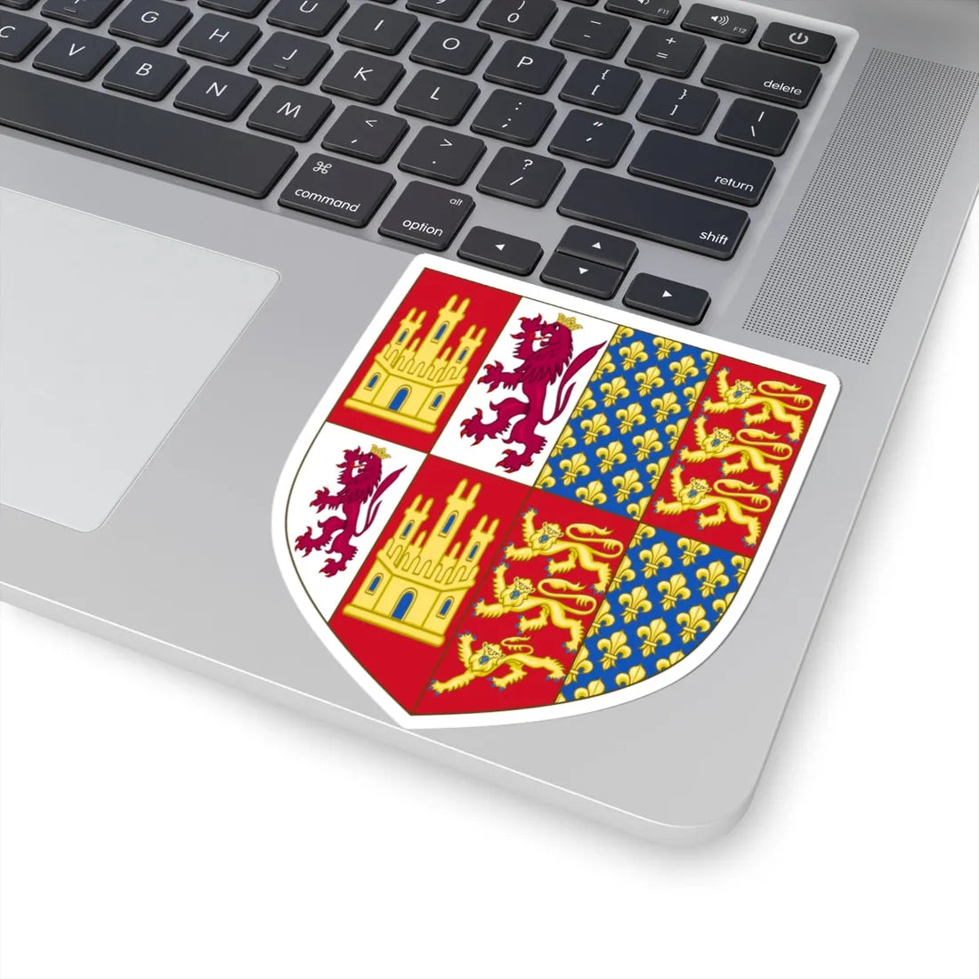 Coat of Arms of Catherine of Lancaster Queen Consort of Castile (Spain) (Coat of Arms) STICKER Vinyl Kiss-Cut Decal - The Sticker Space