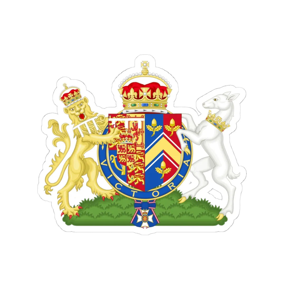 Coat of arms of Catherine Princess of Wales (United Kingdom) (Coat of Arms) STICKER Vinyl Kiss-Cut Decal 4 Inch White - The Sticker Space
