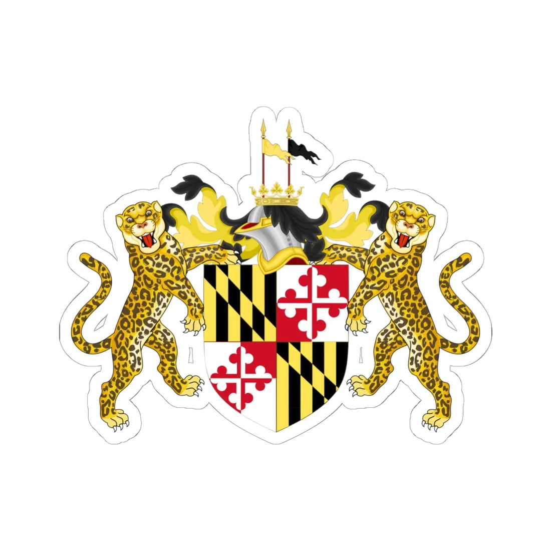 Coat of Arms of Cecil Calvert Baron Baltimore (Ireland) (Coat of Arms) STICKER Vinyl Kiss-Cut Decal 6 Inch White - The Sticker Space