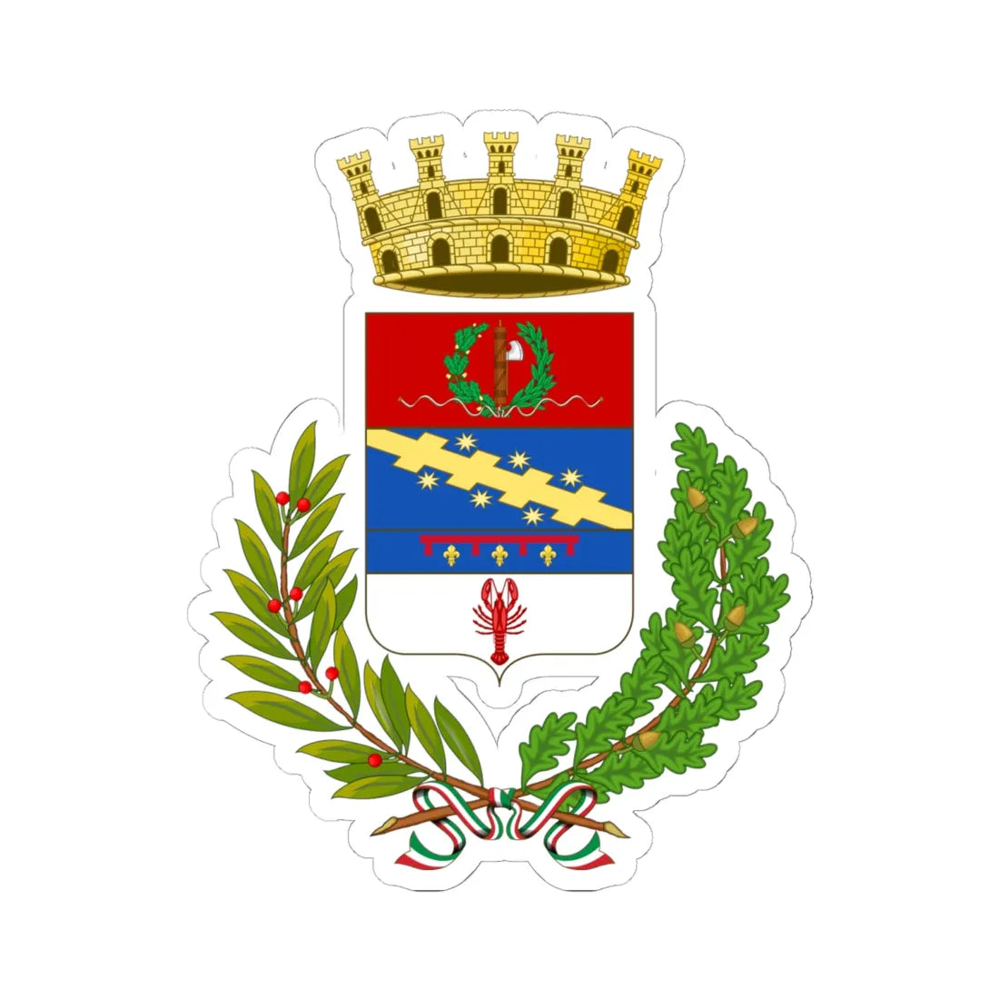 Coat of Arms of Cento 1933 - 1944 (Italy) (Coat of Arms) STICKER Vinyl Kiss-Cut Decal 6 Inch White - The Sticker Space