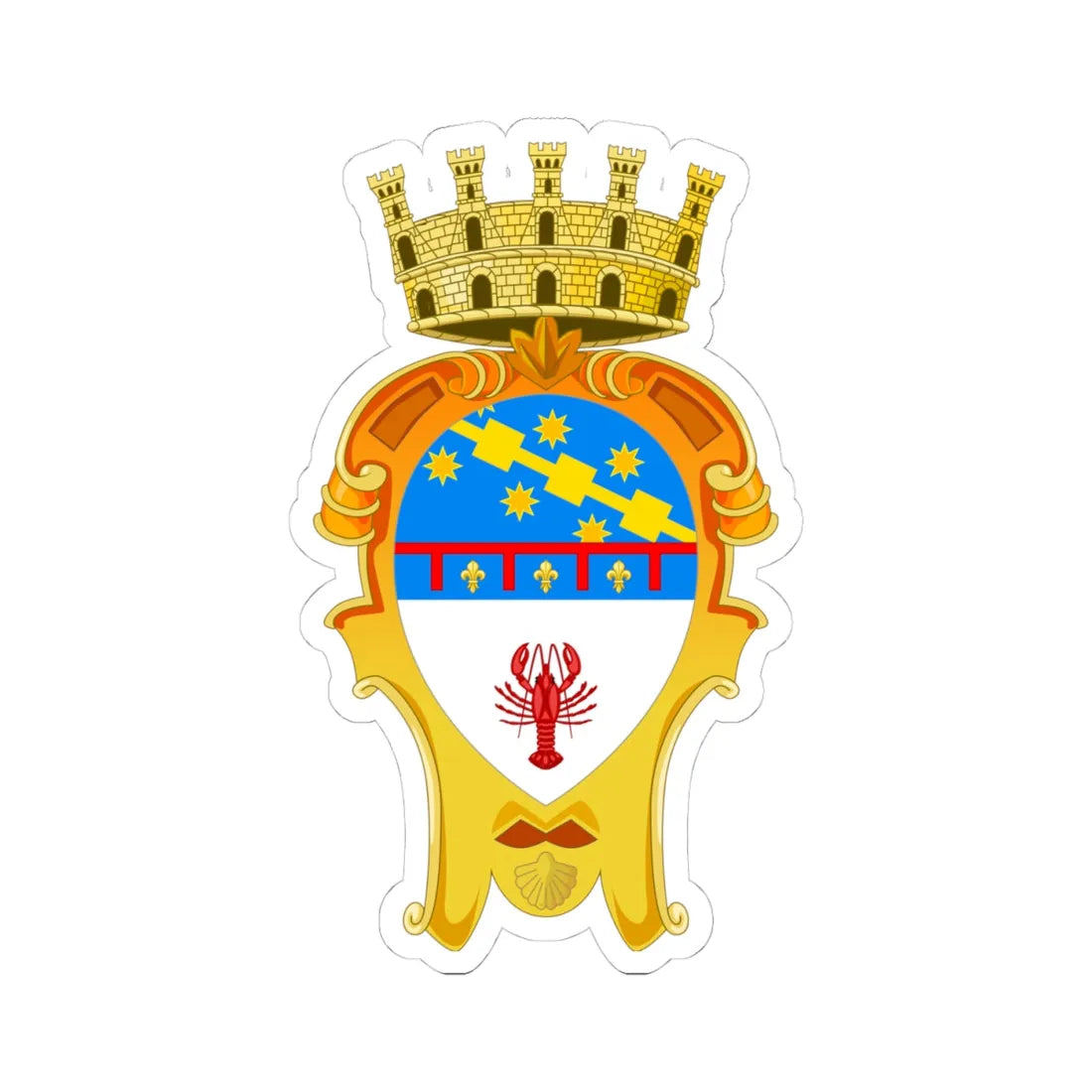 Coat of arms of Cento until 2011 (Italy) (Coat of Arms) STICKER Vinyl Kiss-Cut Decal 4 Inch White - The Sticker Space