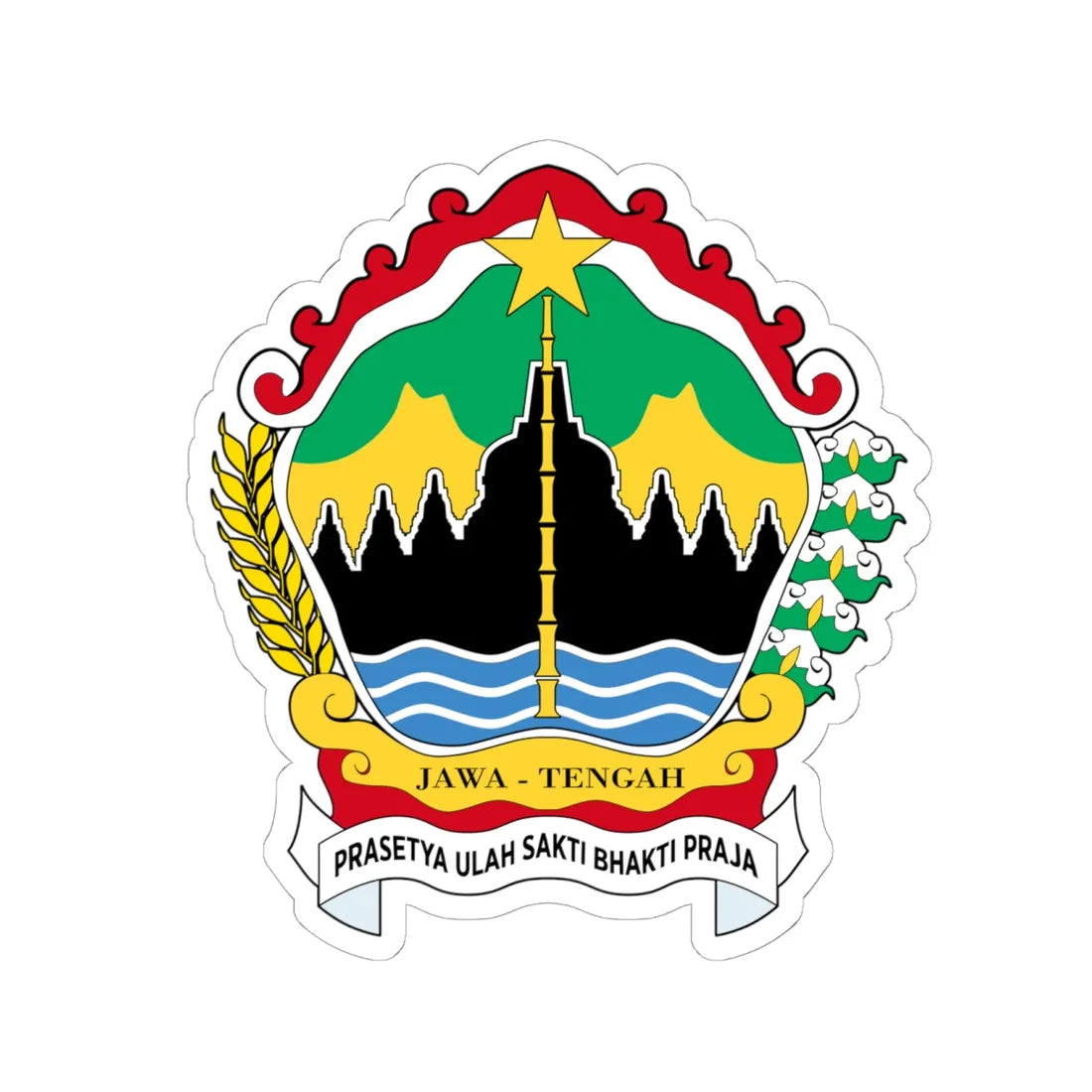 Coat of arms of Central Java (Indonesia) (Coat of Arms) STICKER Vinyl Kiss-Cut Decal 6 Inch White - The Sticker Space