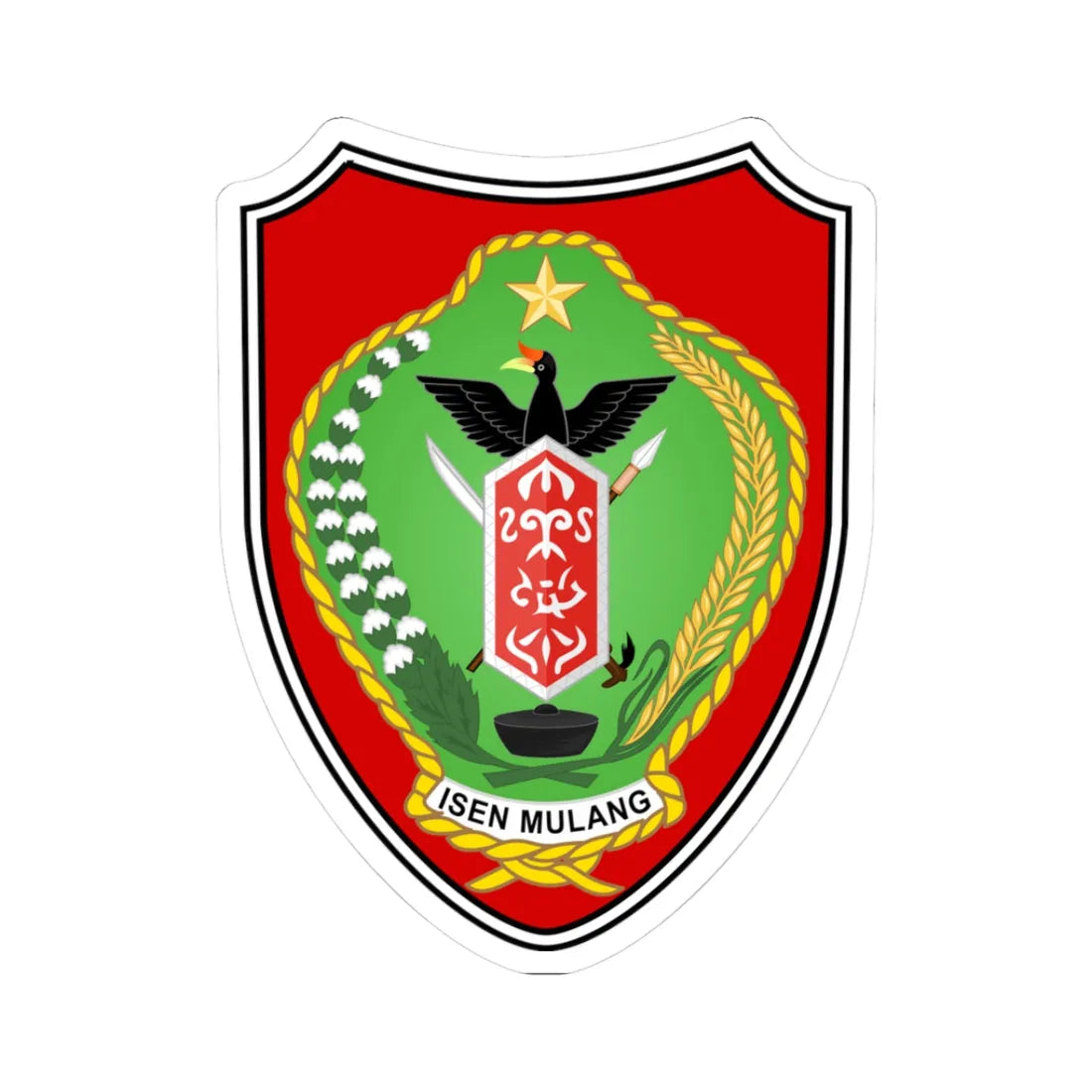 Coat of arms of Central Kalimantan (Indonesia) (Coat of Arms) STICKER Vinyl Kiss-Cut Decal 3 Inch White - The Sticker Space