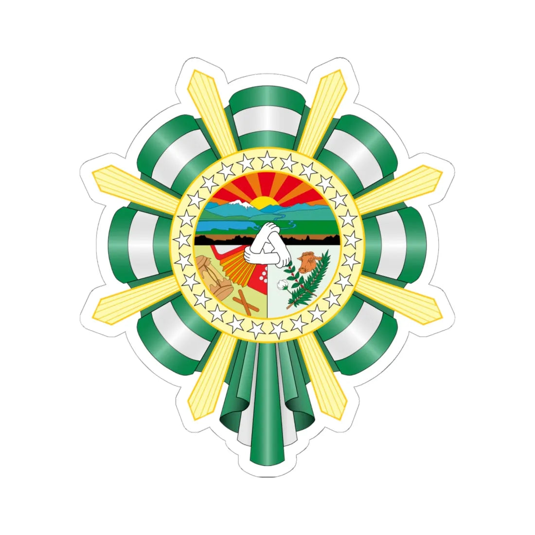 Coat of arms of Cesar Colombia (Colombia) (Coat of Arms) STICKER Vinyl Kiss-Cut Decal 6 Inch White - The Sticker Space