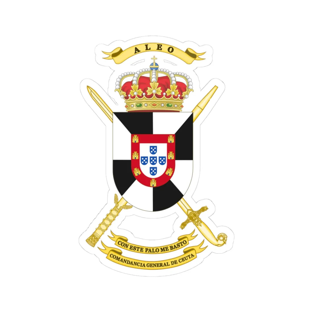 Coat of Arms of Ceuta General Command (Spain) (Coat of Arms) STICKER Vinyl Kiss-Cut Decal 3 Inch White - The Sticker Space