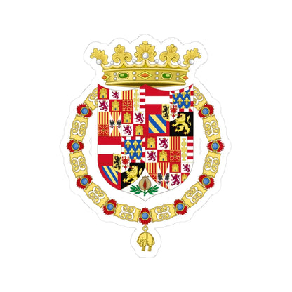 Coat of Arms of Charles I of Spain 1520-1530 (Spain) (Coat of Arms) STICKER Vinyl Kiss-Cut Decal 3 Inch White - The Sticker Space