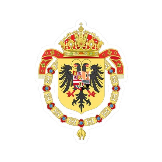 Coat of Arms of Charles I of Spain Charles V as Holy Roman Emperor-Or shield variant 1530-1556 (Spain) (Coat of Arms) STICKER Vinyl Kiss-Cut Decal 2 Inch White - The Sticker Space