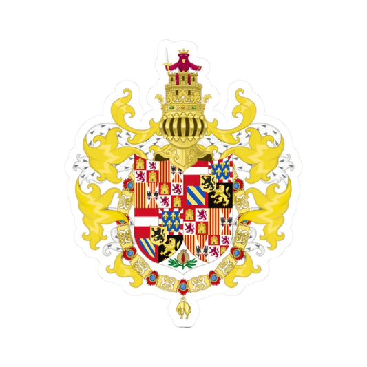 Coat of Arms of Charles I of Spain with Germanic Ornaments 1516-1518 (Spain) (Coat of Arms) STICKER Vinyl Kiss-Cut Decal 2 Inch White - The Sticker Space