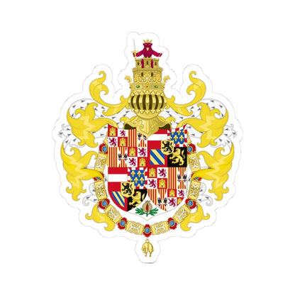 Coat of Arms of Charles I of Spain with Germanic Ornaments 1516-1518 (Spain) (Coat of Arms) STICKER Vinyl Kiss-Cut Decal 3 Inch White - The Sticker Space