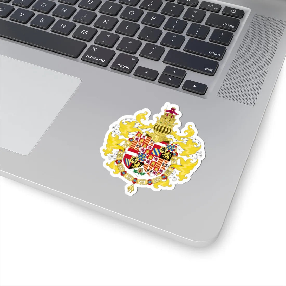 Coat of Arms of Charles I of Spain with Germanic Ornaments 1516-1518 (Spain) (Coat of Arms) STICKER Vinyl Kiss-Cut Decal - The Sticker Space