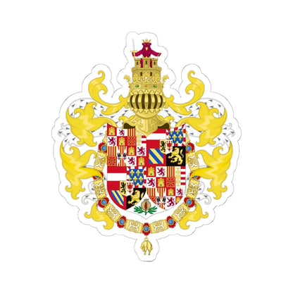 Coat of Arms of Charles I of Spain with Germanic Ornaments 1520-1530 (Spain) (Coat of Arms) STICKER Vinyl Kiss-Cut Decal 6 Inch White - The Sticker Space