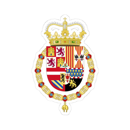 Coat of Arms of Charles II of Spain 1668-1700 (Spain) (Coat of Arms) STICKER Vinyl Kiss-Cut Decal 4 Inch White - The Sticker Space