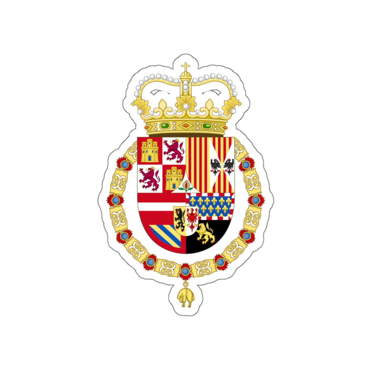 Coat of Arms of Charles II of Spain (1668-1700) STICKER Vinyl Die-Cut Decal-White-The Sticker Space