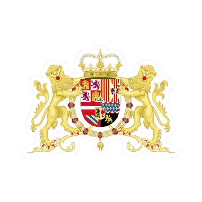 Coat of Arms of Charles II of Spain with Supporters 1668-1700 (Spain) (Coat of Arms) STICKER Vinyl Kiss-Cut Decal 2 Inch White - The Sticker Space