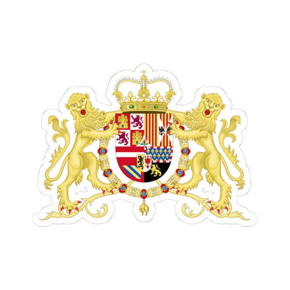 Coat of Arms of Charles II of Spain with Supporters 1668-1700 (Spain) (Coat of Arms) STICKER Vinyl Kiss-Cut Decal 4 Inch White - The Sticker Space