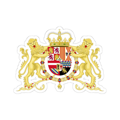 Coat of Arms of Charles II of Spain with Supporters 1668-1700 (Spain) (Coat of Arms) STICKER Vinyl Kiss-Cut Decal 6 Inch White - The Sticker Space