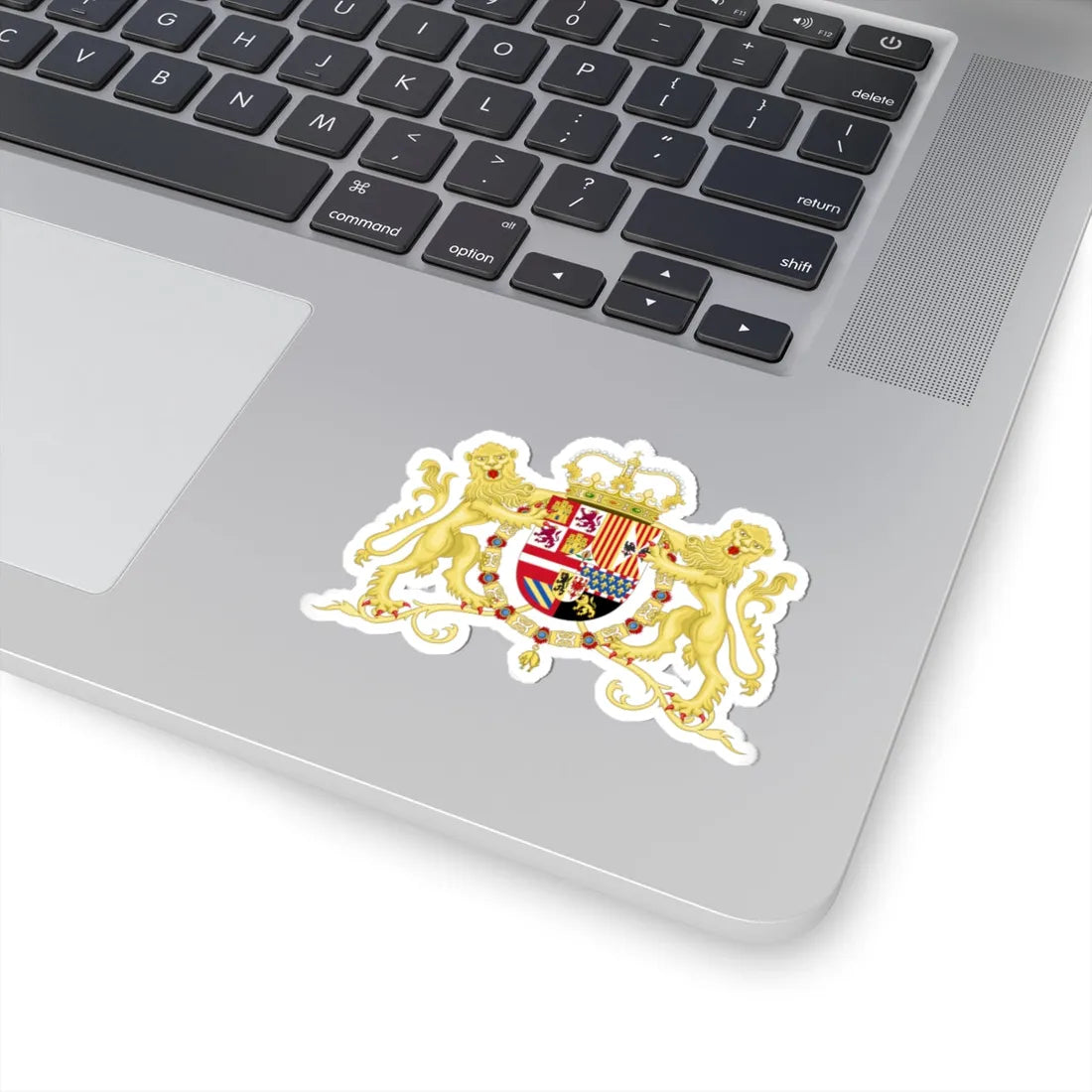 Coat of Arms of Charles II of Spain with Supporters 1668-1700 (Spain) (Coat of Arms) STICKER Vinyl Kiss-Cut Decal - The Sticker Space