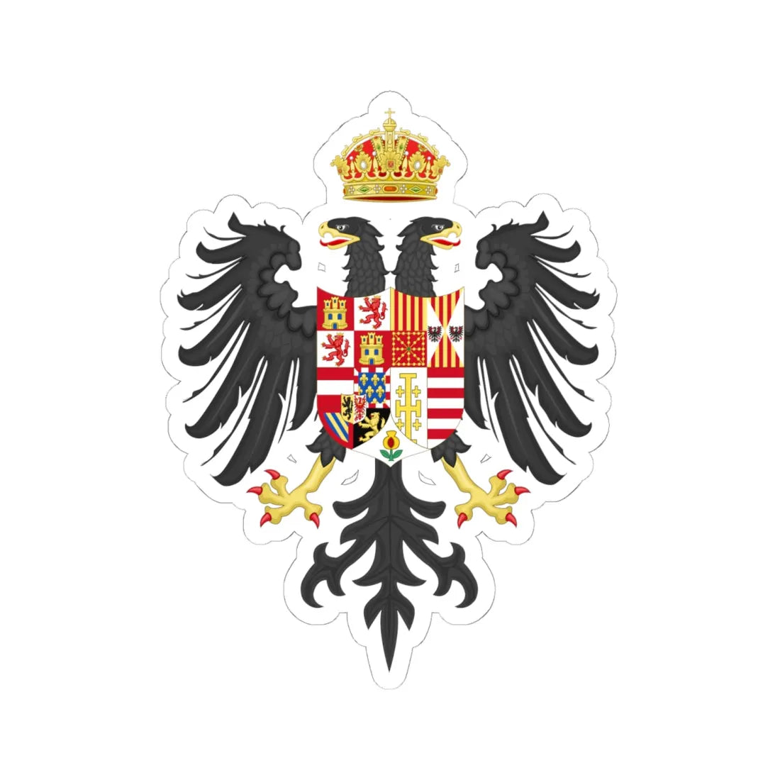Coat of Arms of Charles V Holy Roman Emperor Charles I as King of Spain In Italy (Italy) (Coat of Arms) STICKER Vinyl Kiss-Cut Decal 6 Inch White - The Sticker Space