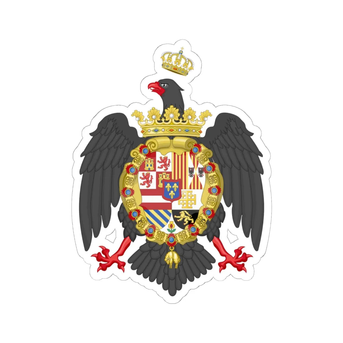 Coat of Arms of Charles V of Sicily (Italy) (Coat of Arms) STICKER Vinyl Kiss-Cut Decal 6 Inch White - The Sticker Space