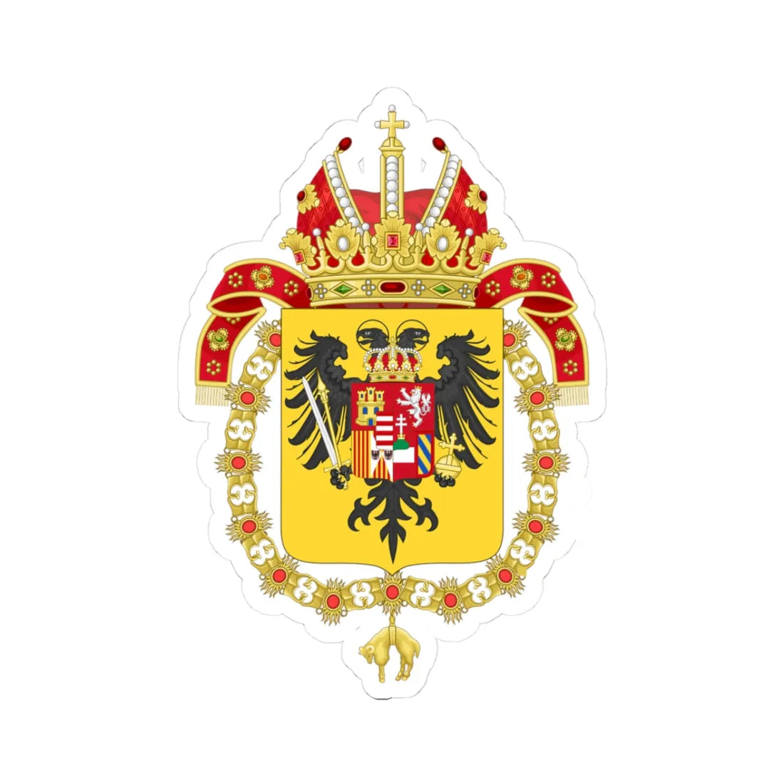 Coat of Arms of Charles VI Holy Roman Emperor-Or shield variant (Austria) (Coat of Arms) STICKER Vinyl Kiss-Cut Decal 3 Inch White - The Sticker Space