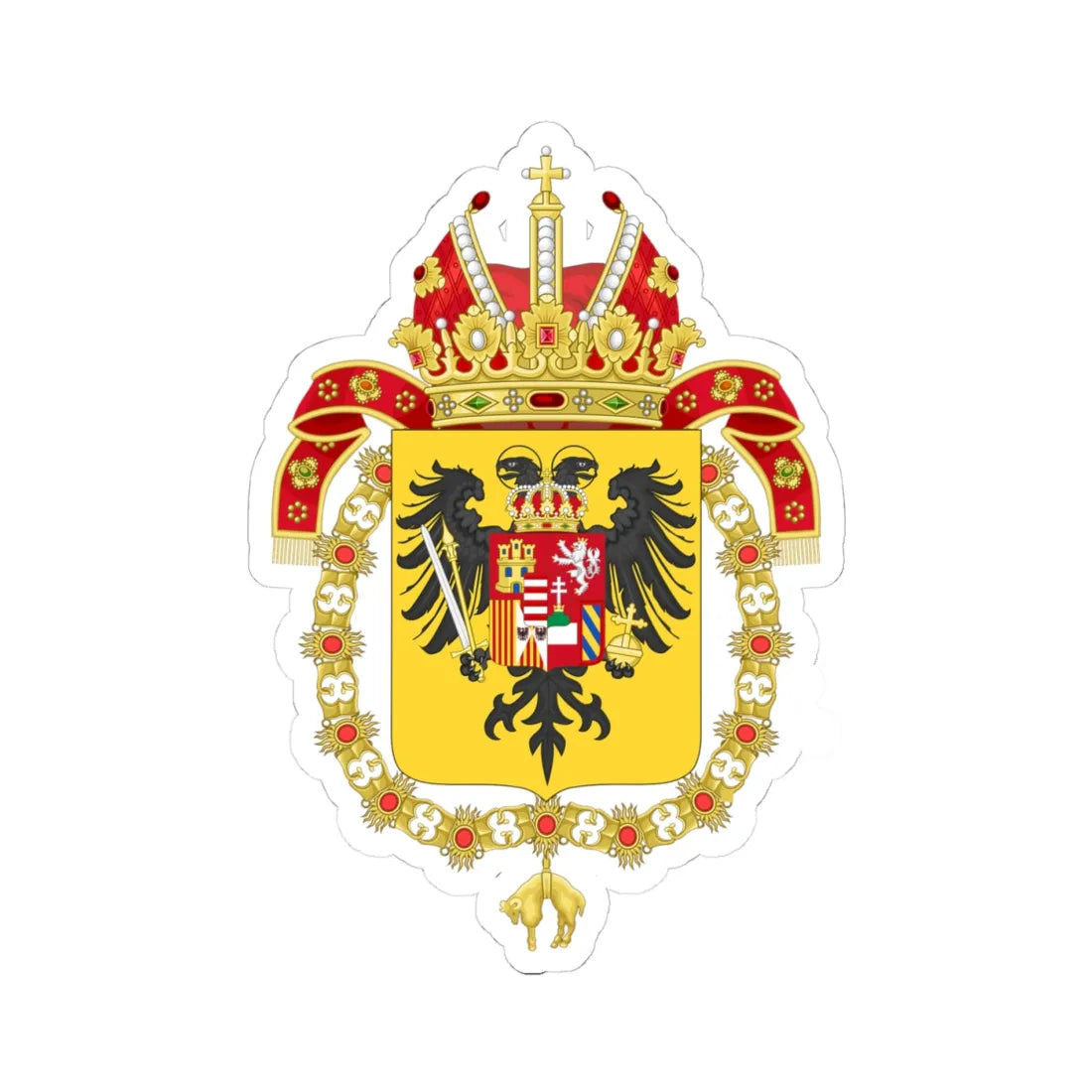 Coat of Arms of Charles VI Holy Roman Emperor-Or shield variant (Austria) (Coat of Arms) STICKER Vinyl Kiss-Cut Decal 4 Inch White - The Sticker Space