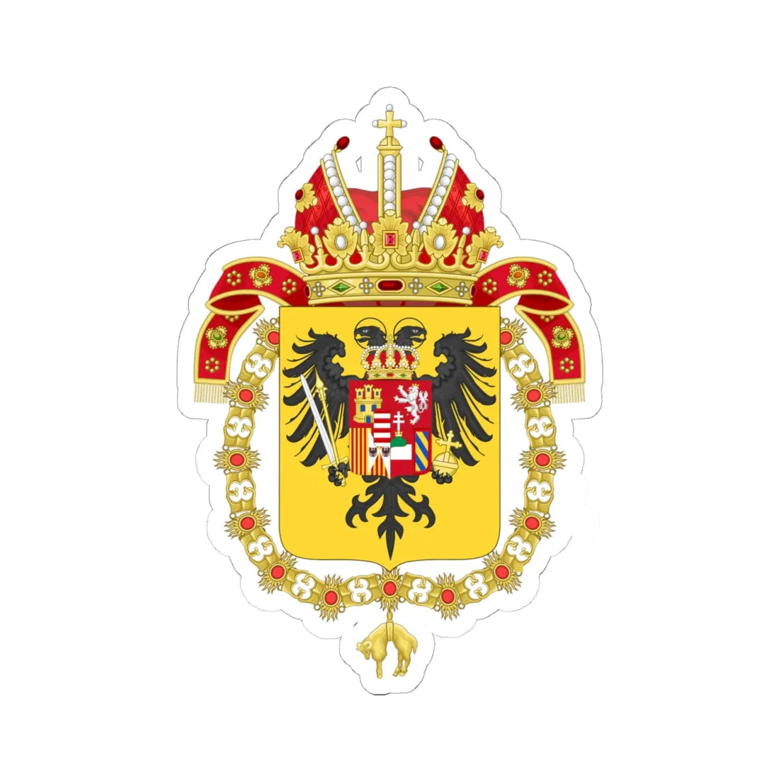 Coat of Arms of Charles VI Holy Roman Emperor-Or shield variant (Austria) (Coat of Arms) STICKER Vinyl Kiss-Cut Decal 6 Inch White - The Sticker Space