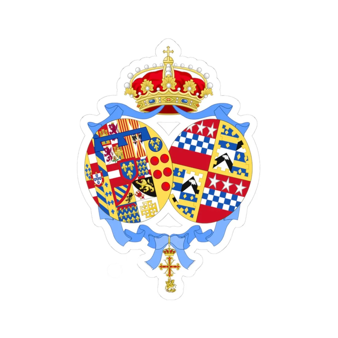 Coat of Arms of Charlotte Diana Duchess of Noto (Italy) (Coat of Arms) STICKER Vinyl Kiss-Cut Decal 3 Inch White - The Sticker Space