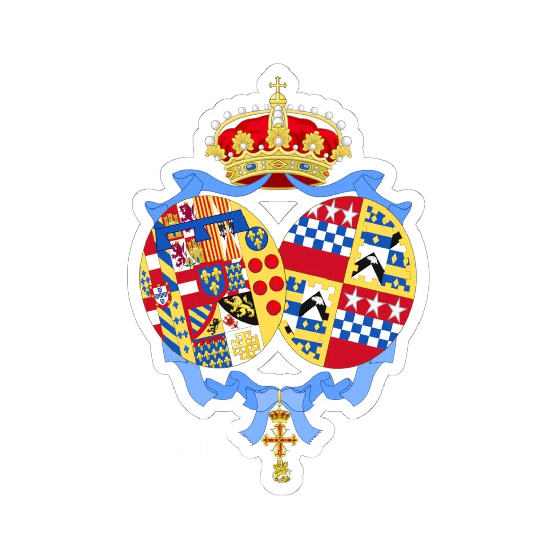 Coat of Arms of Charlotte Diana Duchess of Noto (Italy) (Coat of Arms) STICKER Vinyl Kiss-Cut Decal 6 Inch White - The Sticker Space