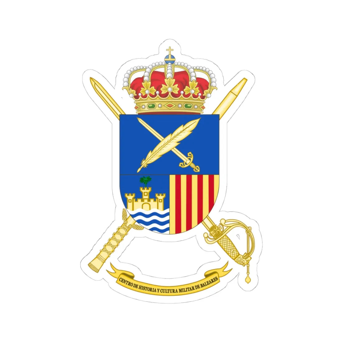 Coat of Arms of CHCM - Balearic Islands (Spain) (Coat of Arms) STICKER Vinyl Kiss-Cut Decal 4 Inch White - The Sticker Space