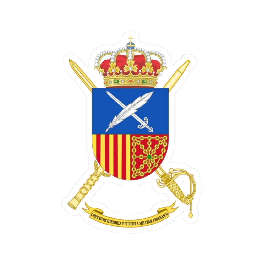 Coat of Arms of CHCM - Pirenaico (Spain) (Coat of Arms) STICKER Vinyl Kiss-Cut Decal 2 Inch White - The Sticker Space
