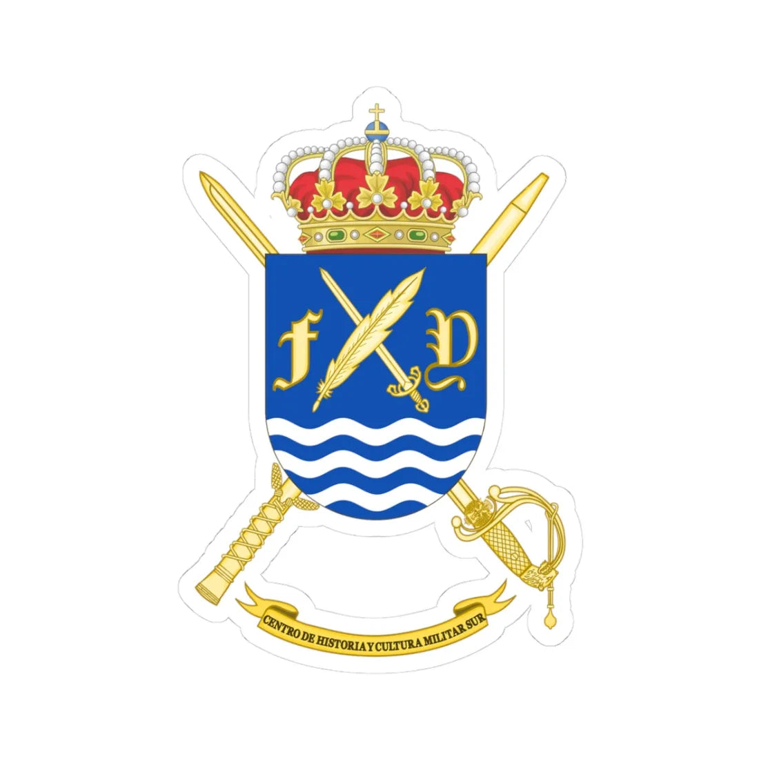 Coat of Arms of CHCM - Sur (Spain) (Coat of Arms) STICKER Vinyl Kiss-Cut Decal 3 Inch White - The Sticker Space